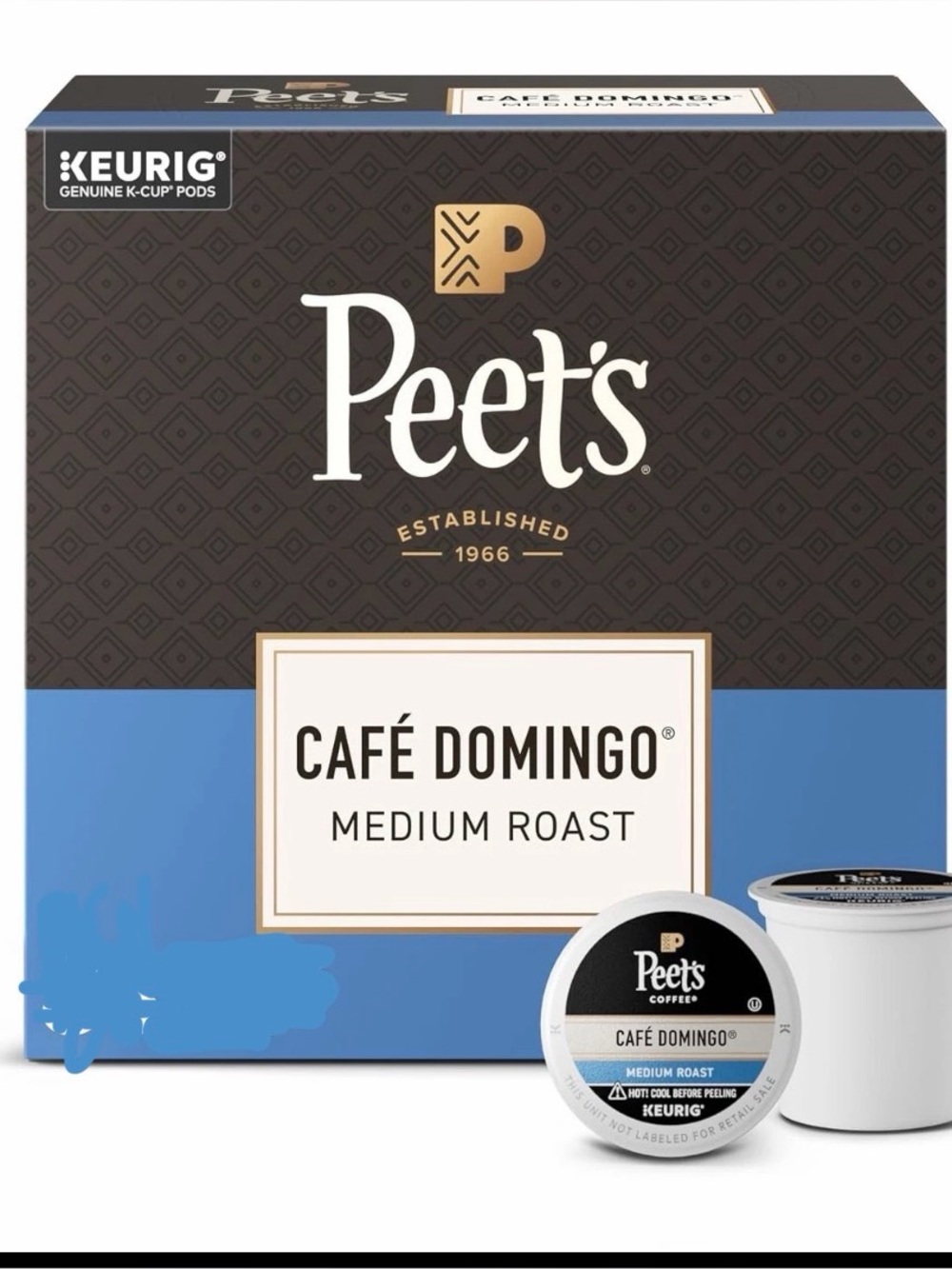 Peet's Coffee Cafe Domingo Medium Roast K Cups Coffee Pods 60 Count box